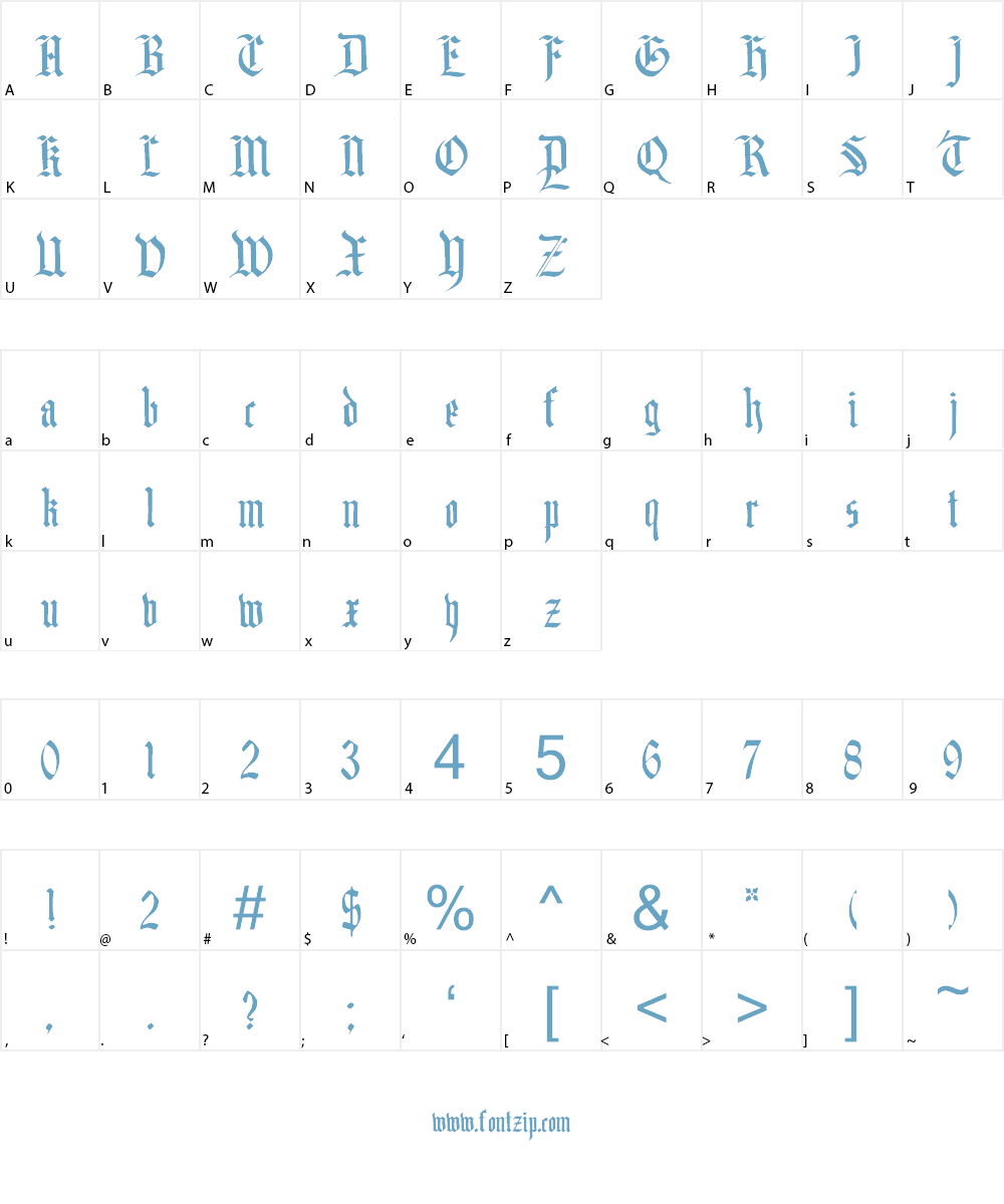 DK Blackminster Font Character